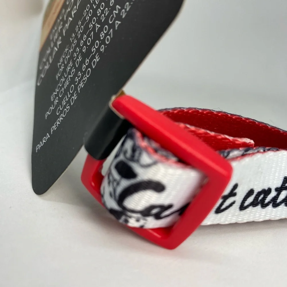 Disney Parks Tails Dog Collar 101 Dalmations Can't Catch Me Red White Medium/M
